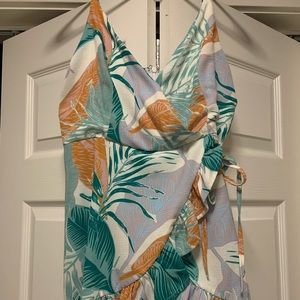 Pink Lily Patterned Summer Romper with Side Tie